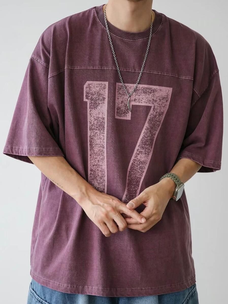 OverSize洗水數字短袖Tee  T5709