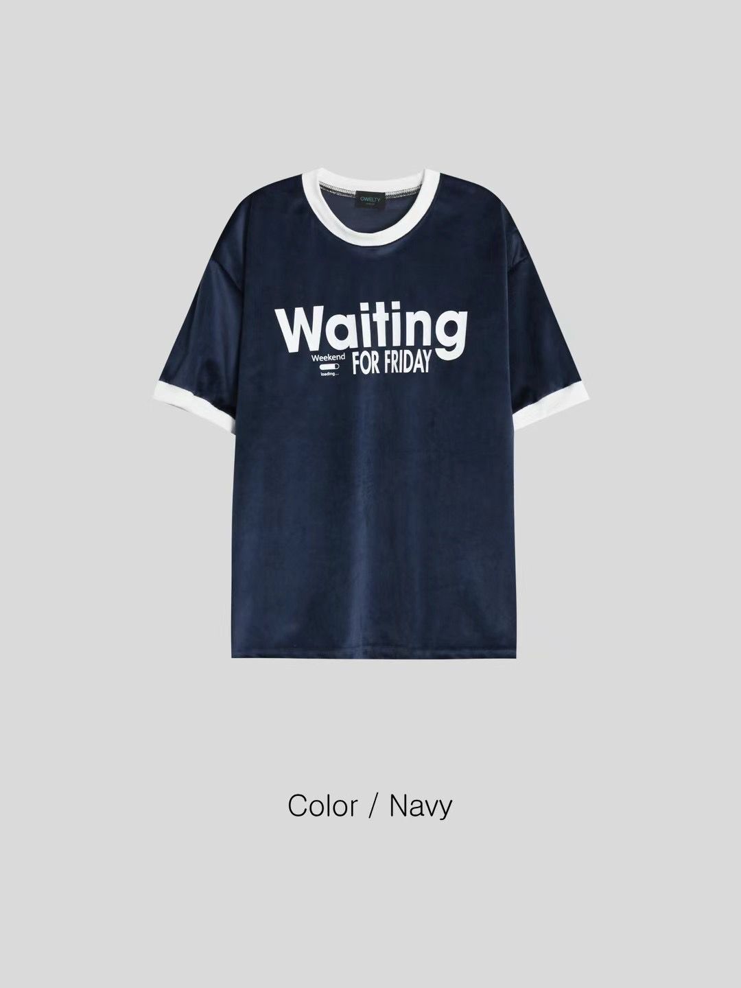 英文字圖案絲絨短袖Tee T5715