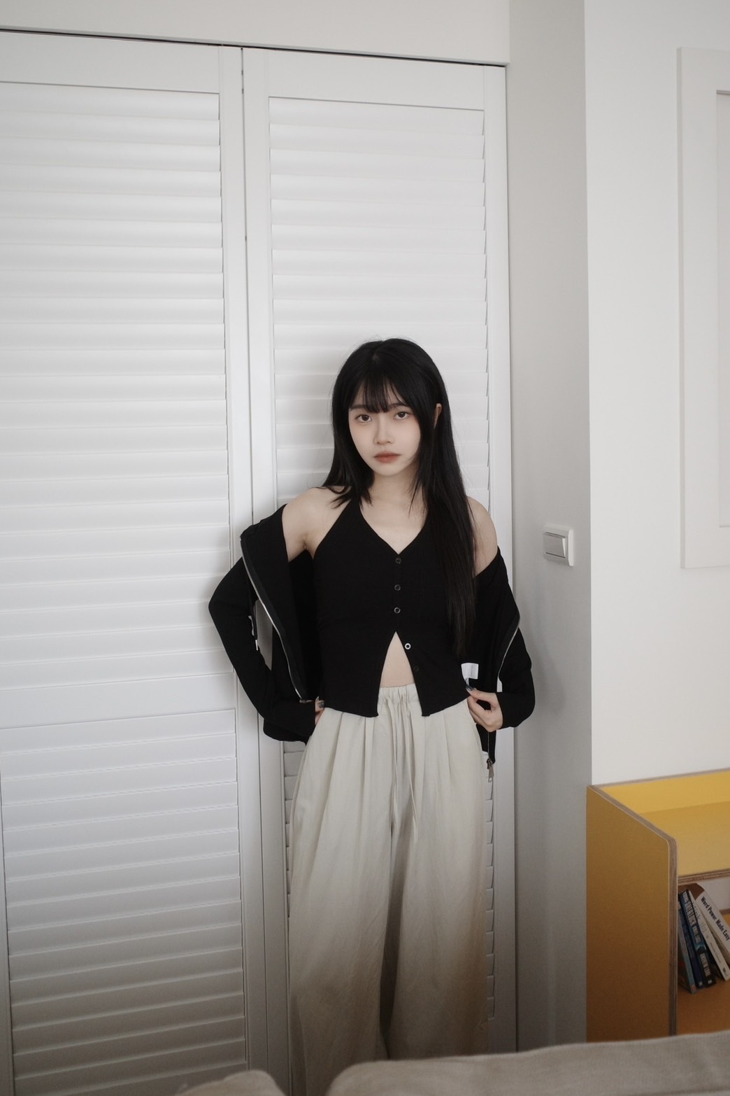 <女裝現貨💗> J02 掛脖開釦螺紋Bra top 四色