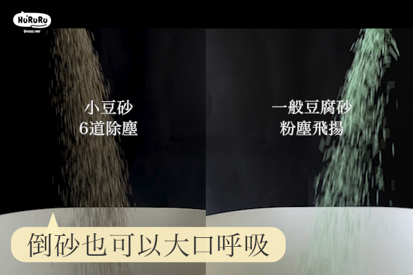 Hururu低塵除臭顆粒型小豆砂低塵工法，6道除塵，維護貓咪的呼吸道健康​  ​