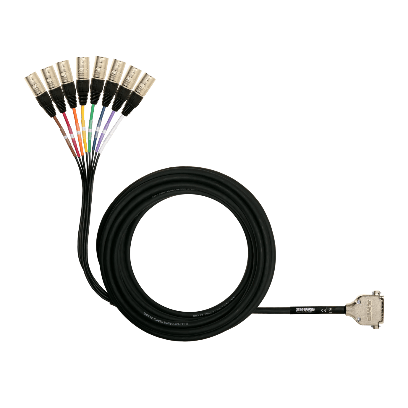 DB25-XLRM 8 Channel DB25 to XLR Male Audio Snake, 25 ft.