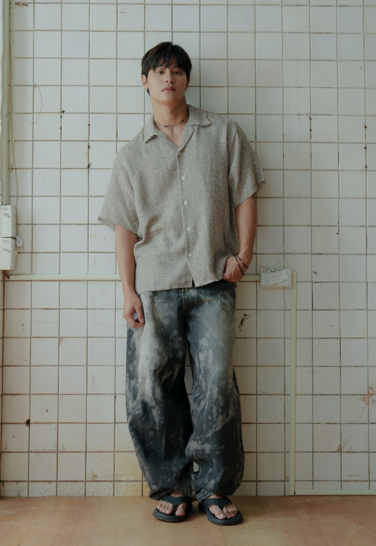 Farmer Tweed Cut Off Short Sleeve #襯衫