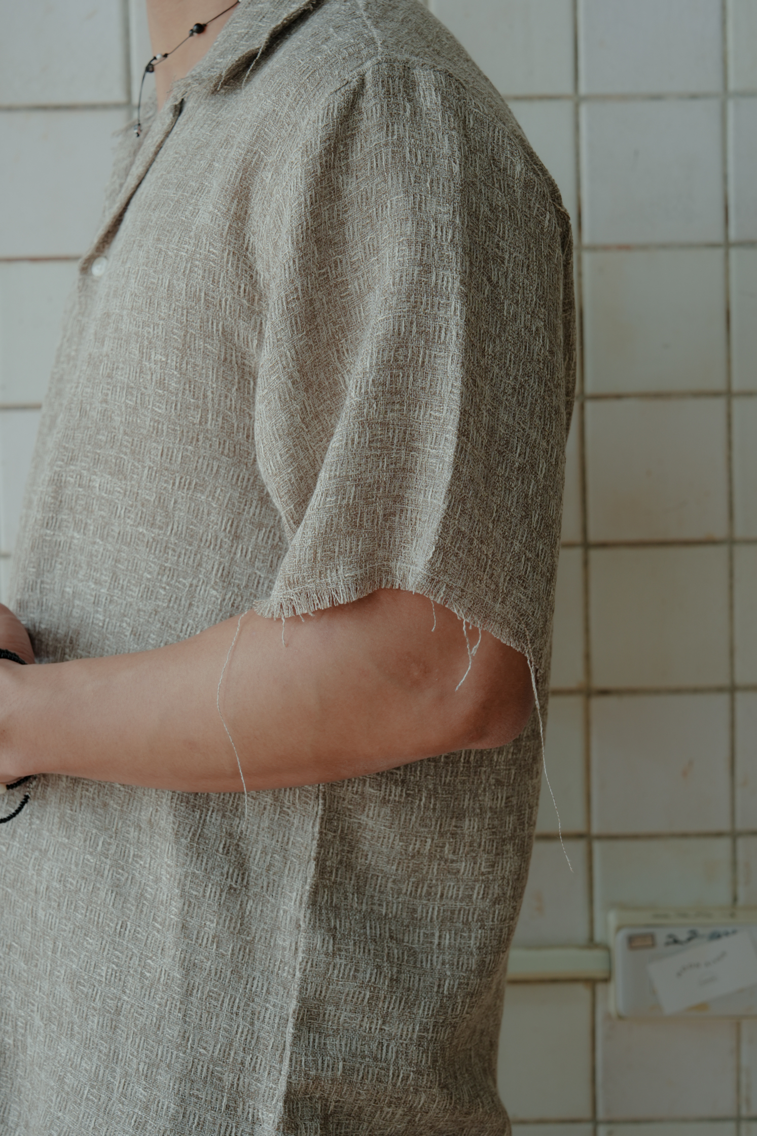 Farmer Tweed Cut Off Short Sleeve #襯衫