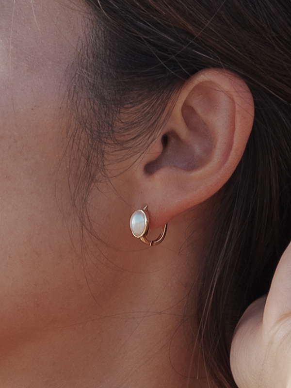 【Freecean系列飾品】Ocean Whisper Hoops珍珠圈型耳環-Gold