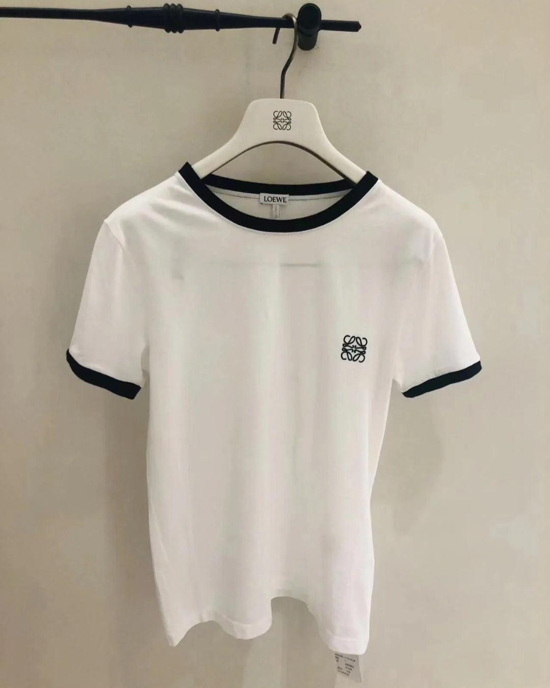 LOEWE 基礎 白併色 刺繡Logo Tee