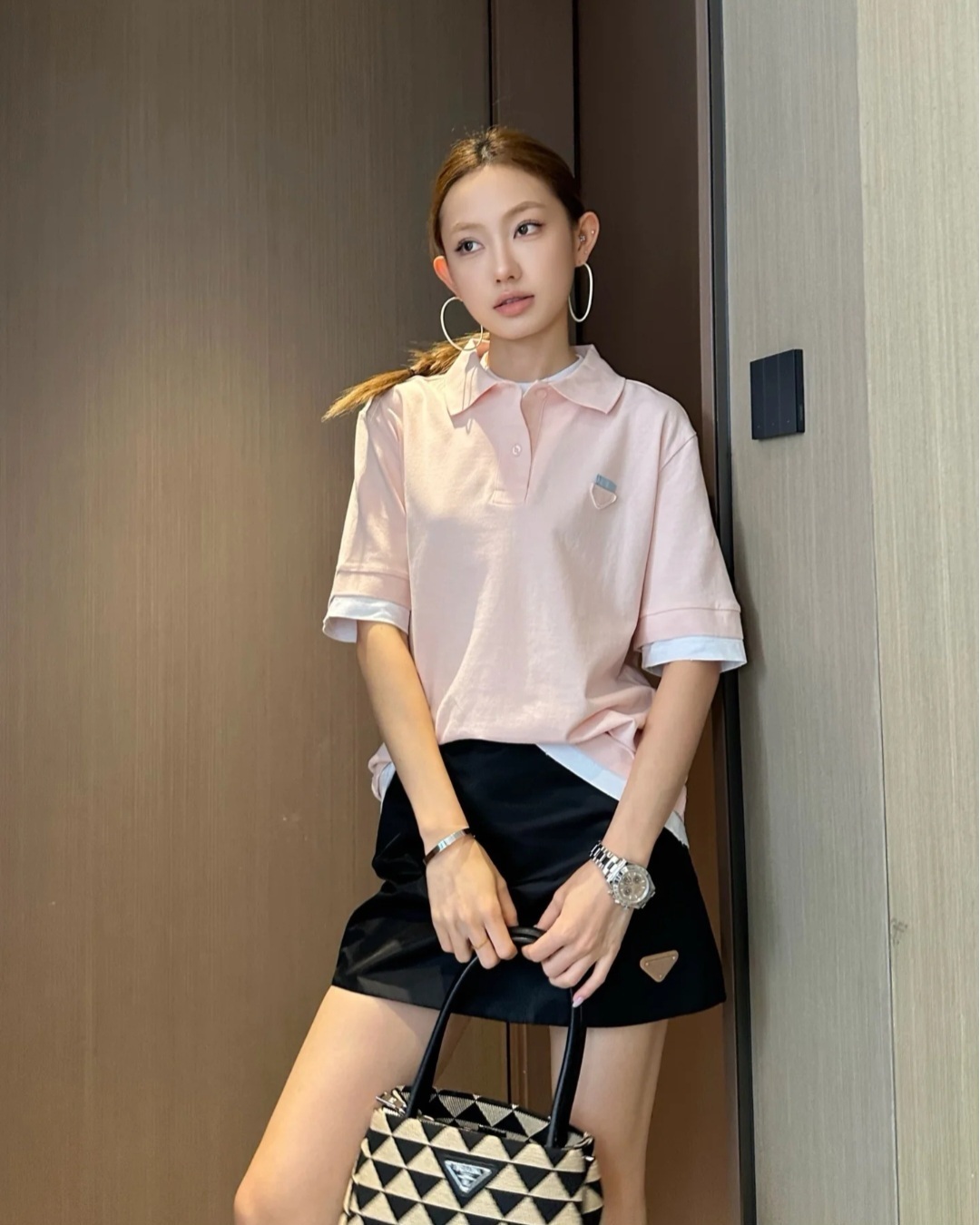 PRADA 經典款 粉色 Polo 女款