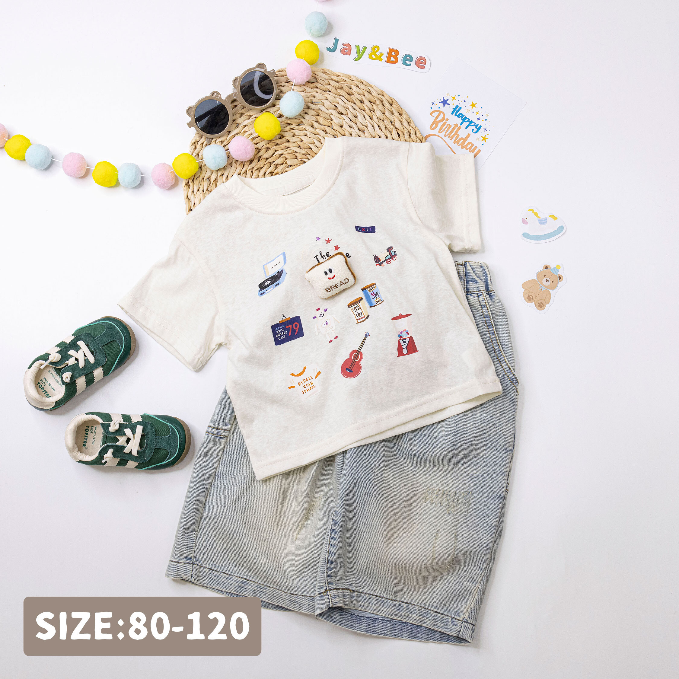 【H50262】立體吐司美式商品圖案上衣