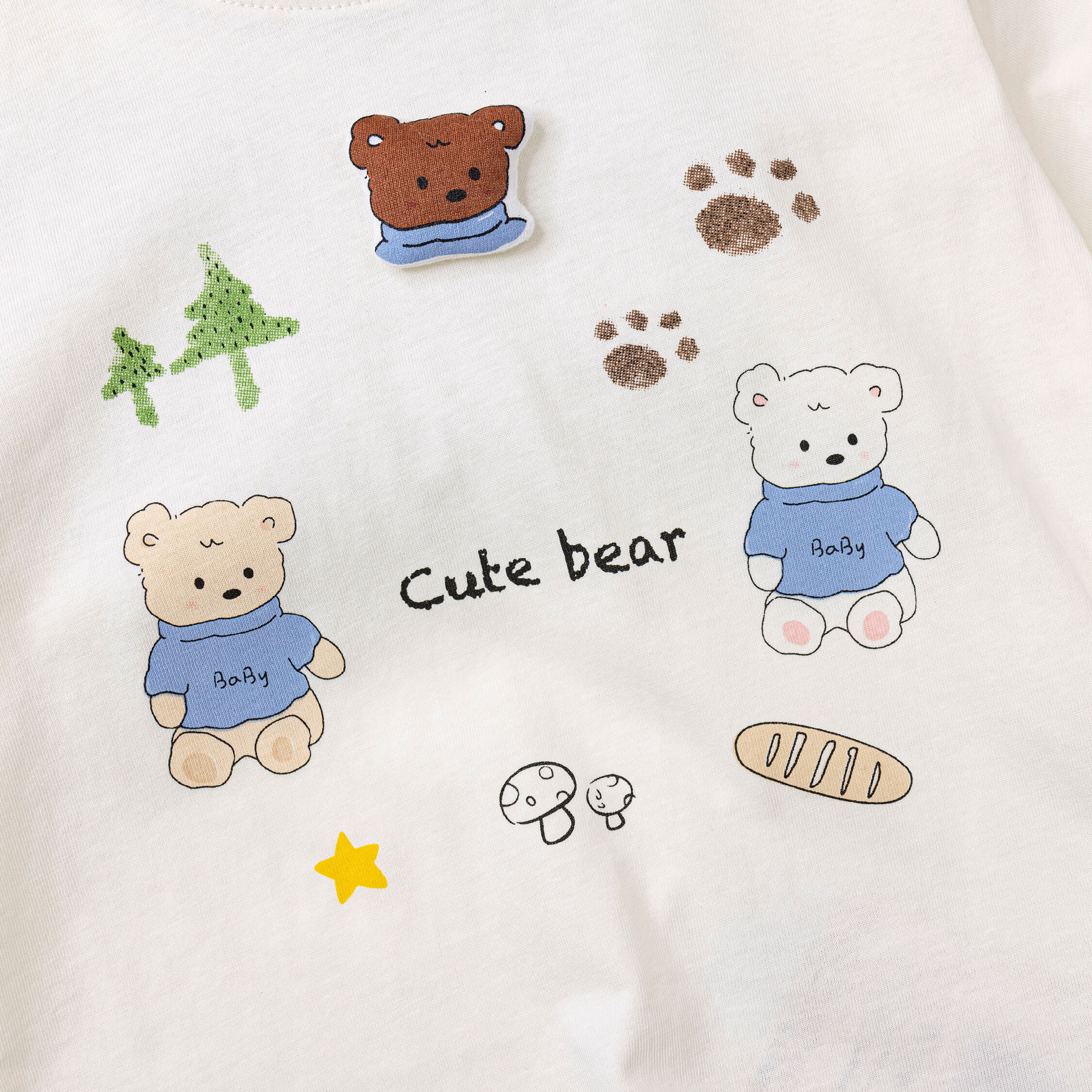 【H50288】森林麵包熊熊立體圓領上衣/短T