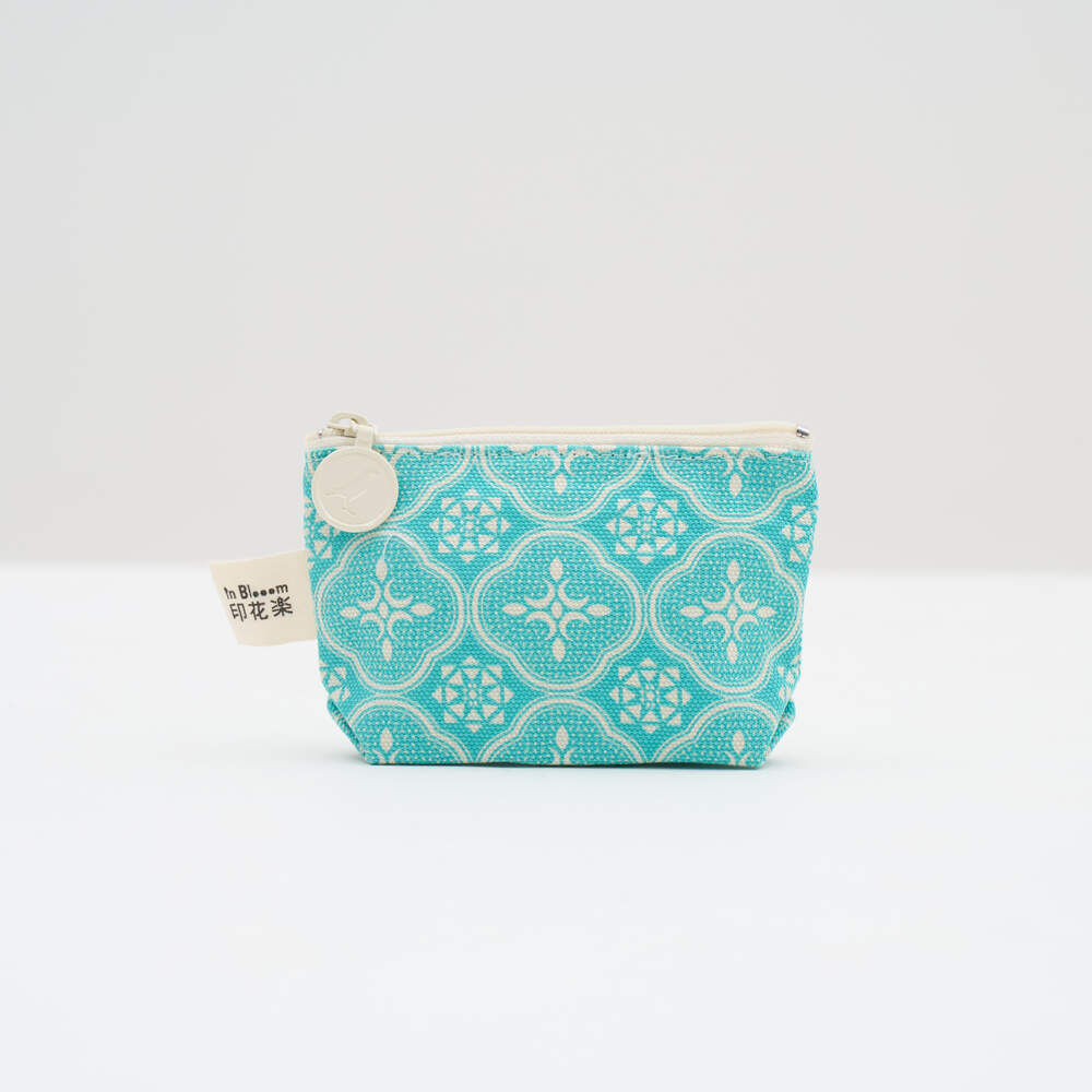 Zipper Mini Purse/Begonia Glass Pattern/Crystal Green