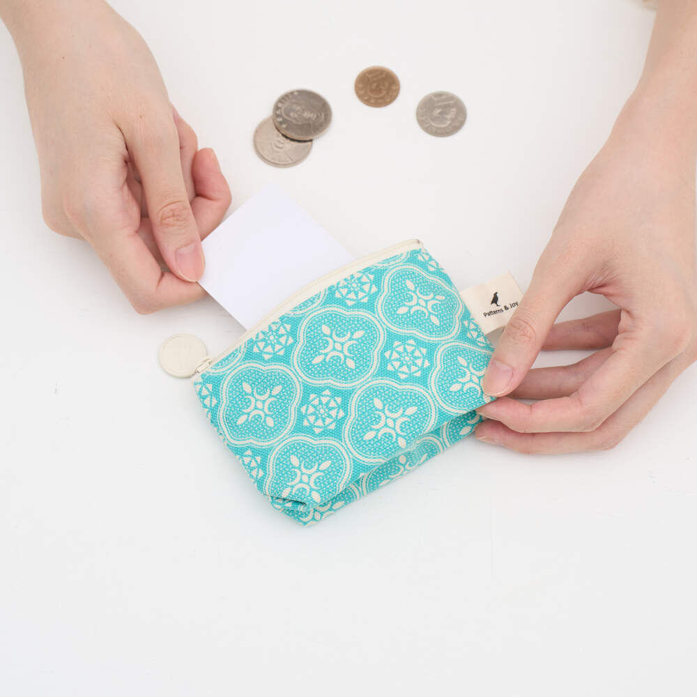 Zipper Mini Purse/Begonia Glass Pattern/Crystal Green