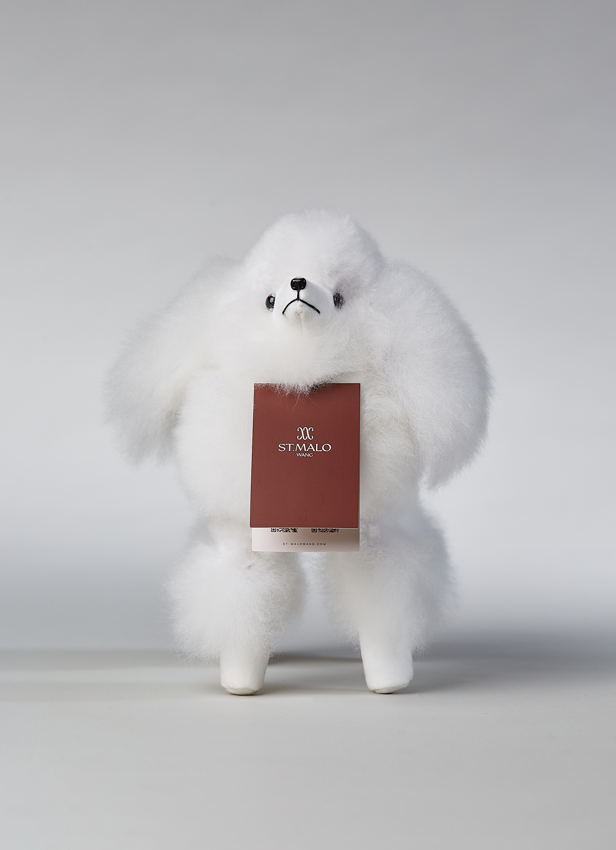 ST.MALO 秘魯工匠手工天然羊駝毛貴賓娃娃 23CM-2593PD-白