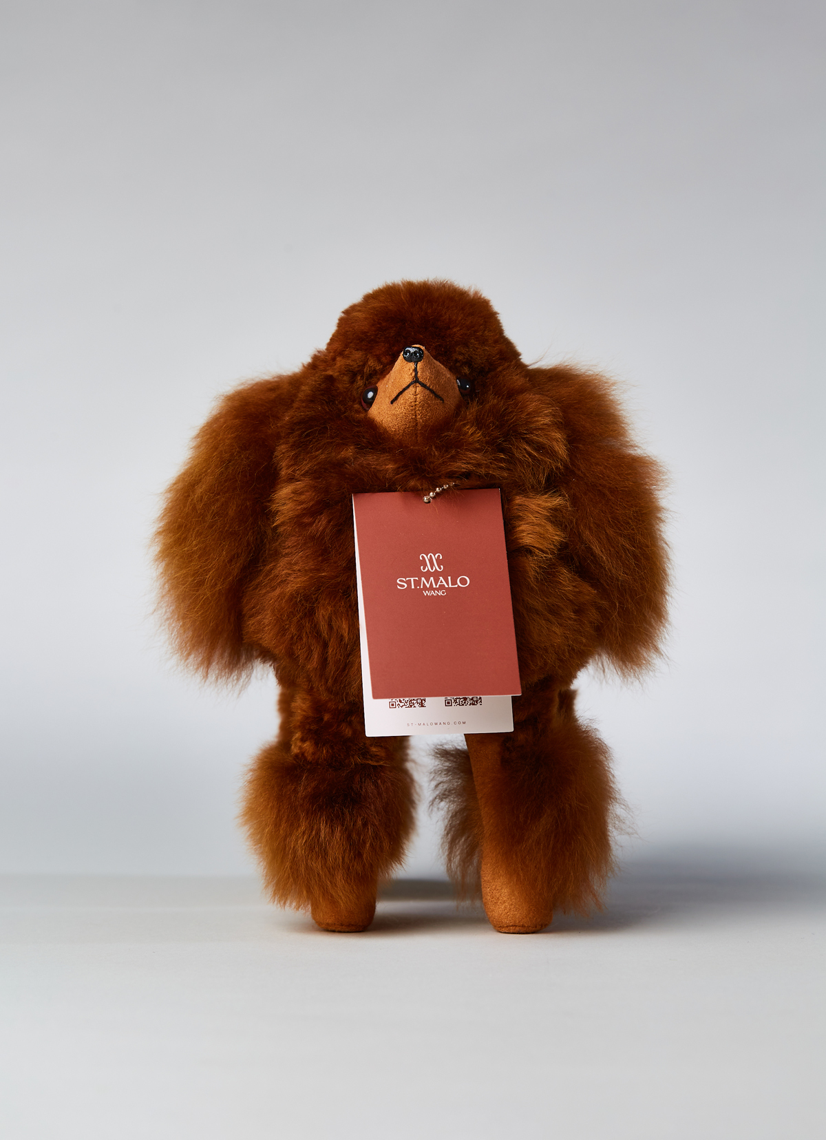 ST.MALO 秘魯工匠手工天然羊駝毛貴賓娃娃 23CM-2593PD-淺棕