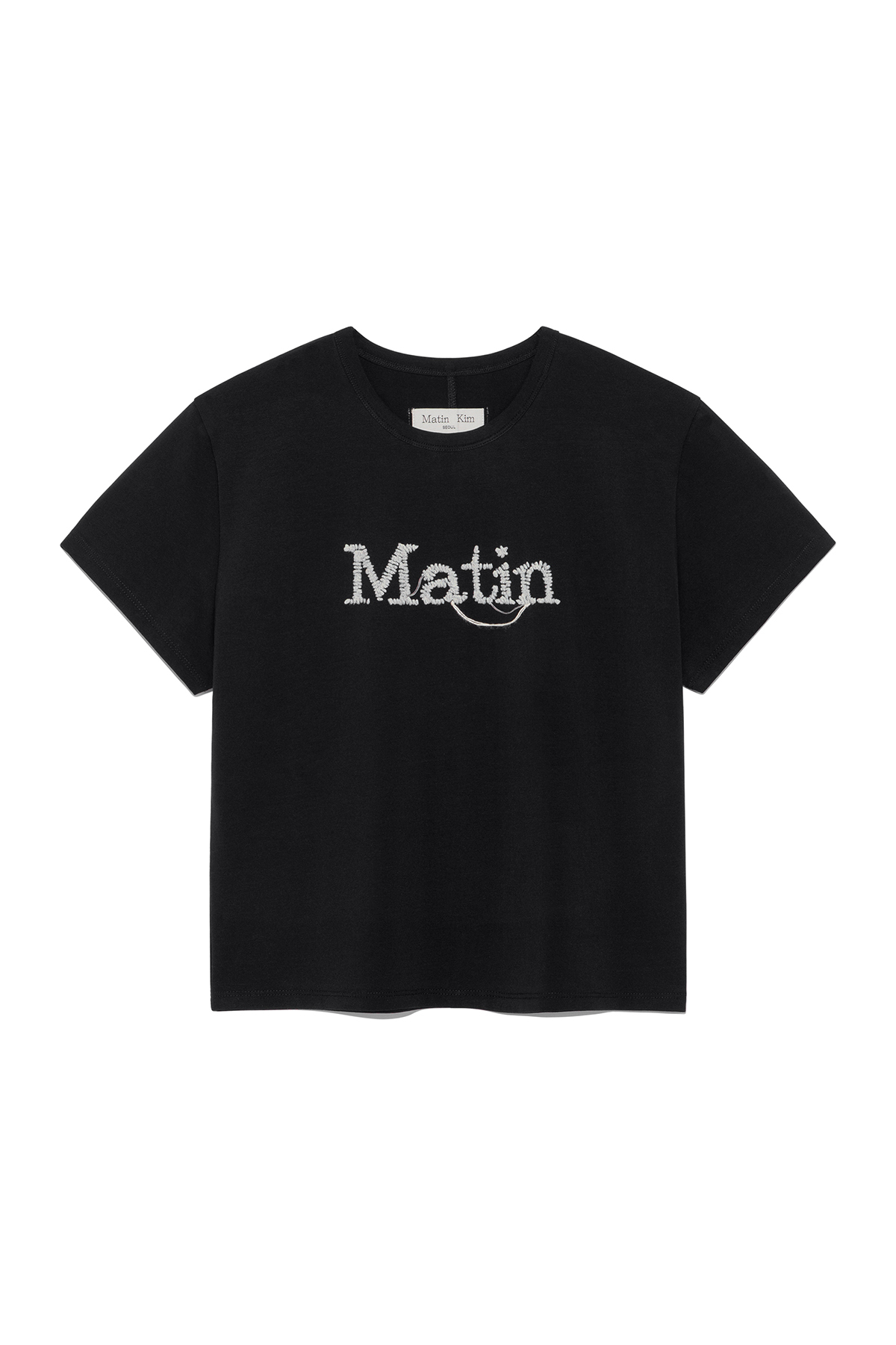 縫線LOGO印花短版上衣 黑色