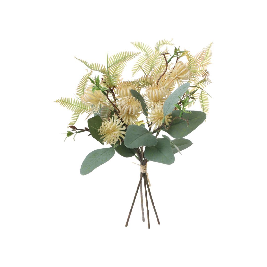 人造花 煙花菊花束 米白