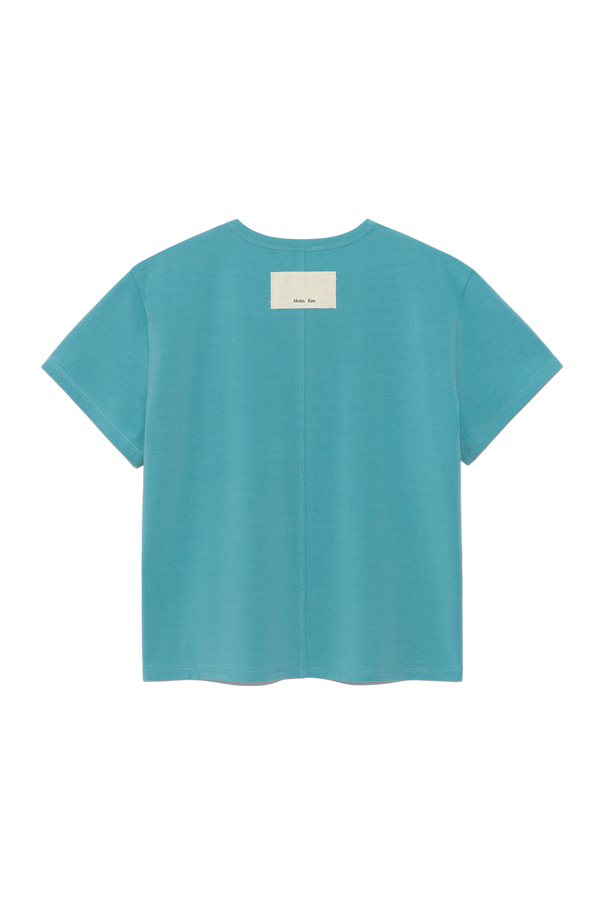 縫線LOGO印花短版上衣 綠松色