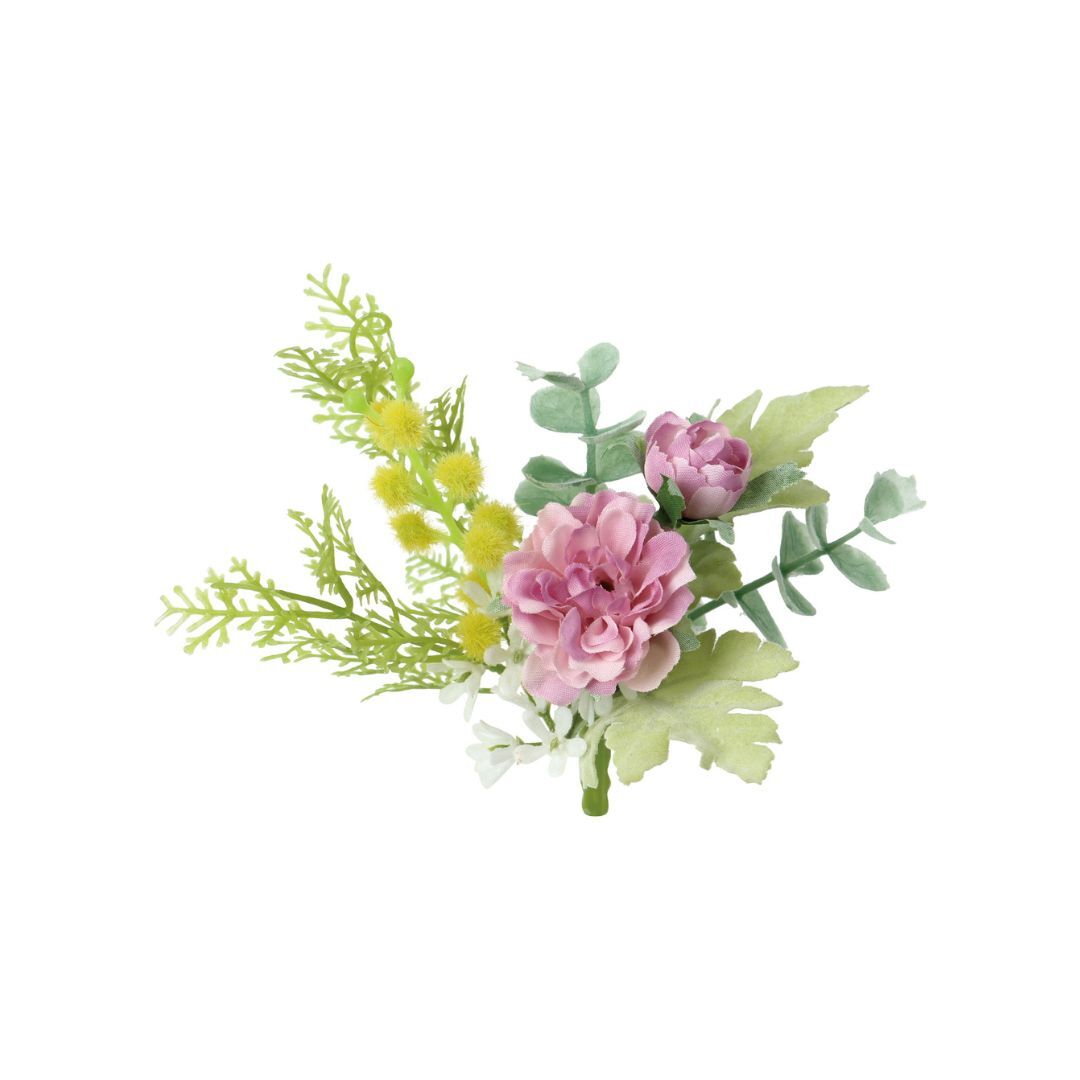 人造花 含羞草玫瑰混合灌木 3色