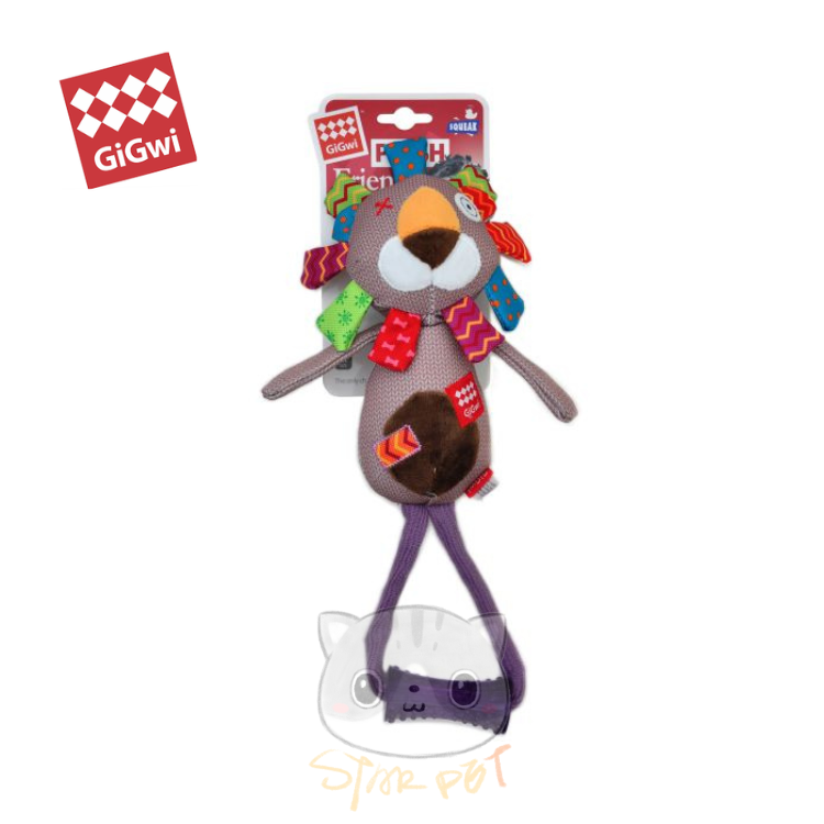 Gigwi Plush Friendz Series Lion with Rope Dog Toy