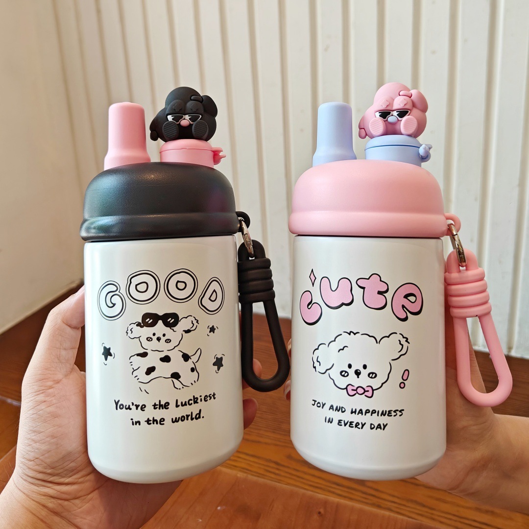 500ML Korean Cream Style Stainless Steel Tumbler with Straw