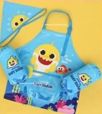 韓國🇰🇷直送Baby shark Pinkfong 兒童防水圍裙套裝 (粉紅色 / 藍色, 1套3件）