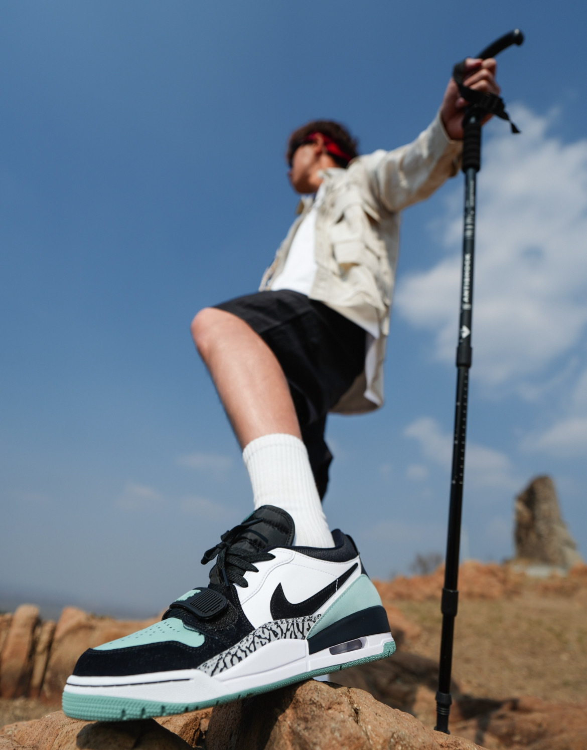 男鞋 NIKE AIR JORDAN LEGACY 312 LOW 黑綠 爆裂紋 魔鬼氈 麂皮 復古 籃球鞋【CD7069-109】