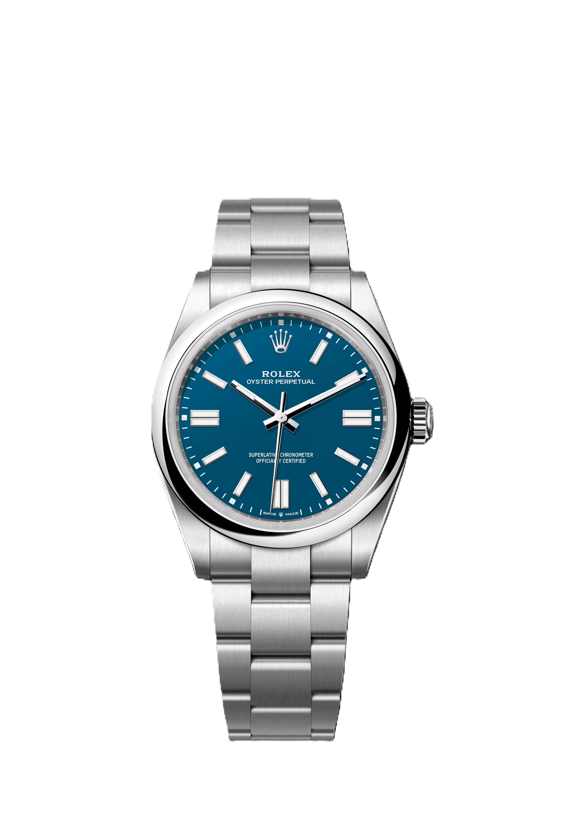 BRAND NEW ROLEX 134300 OYSTER PERPETUAL 41 WITH A MED BLUE DIAL AND AN OYSTER BRACELET 41MM