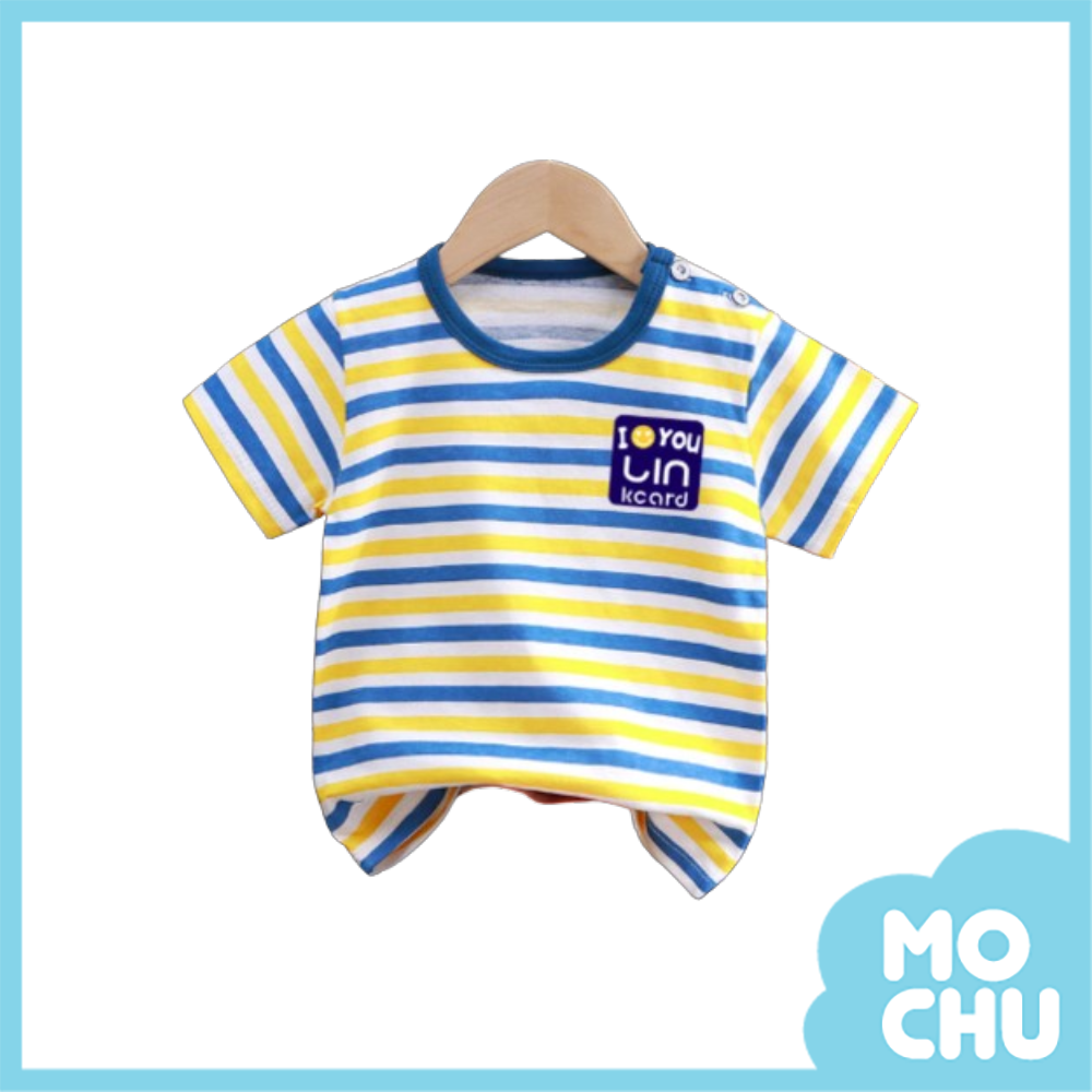 橙藍條短袖上衣