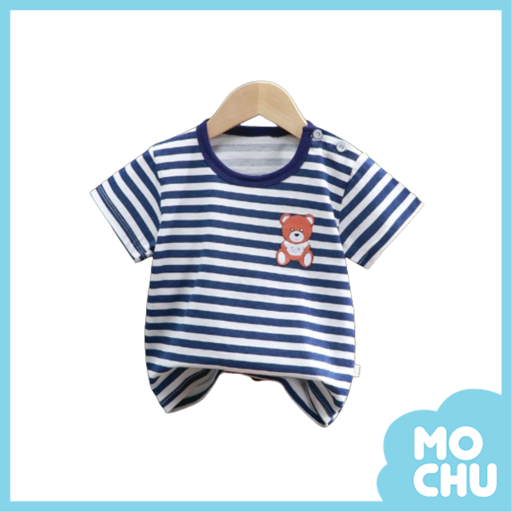 深藍條紋熊短袖上衣