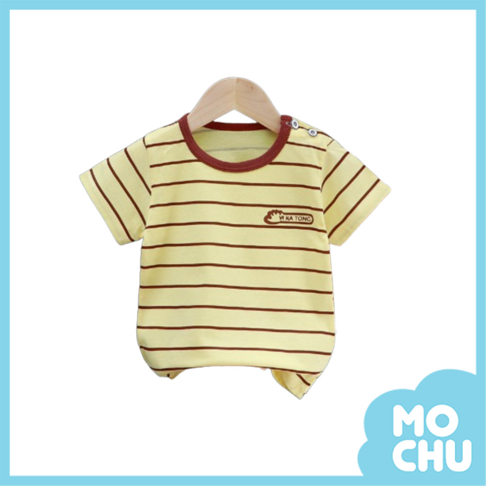 咖色條短袖上衣