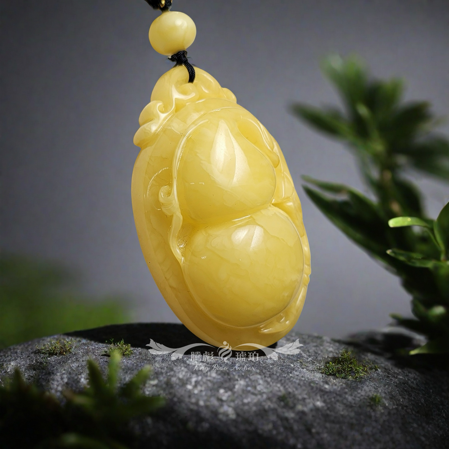 收藏款天然氧化波羅的海牛奶白色蜜蠟葫蘆正規掛牌繩鍊