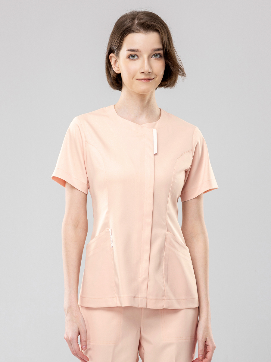 【 AB251-F0 】女護理上衣-AB柔挺布-粉霧橘