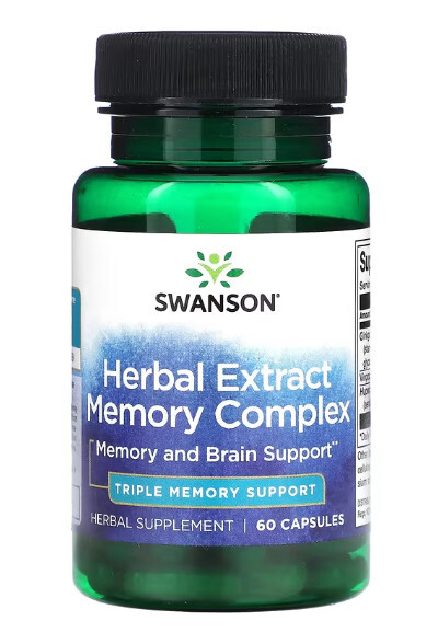 代購 Swanson, Herbal Extract Memory Complex, 60 Capsules