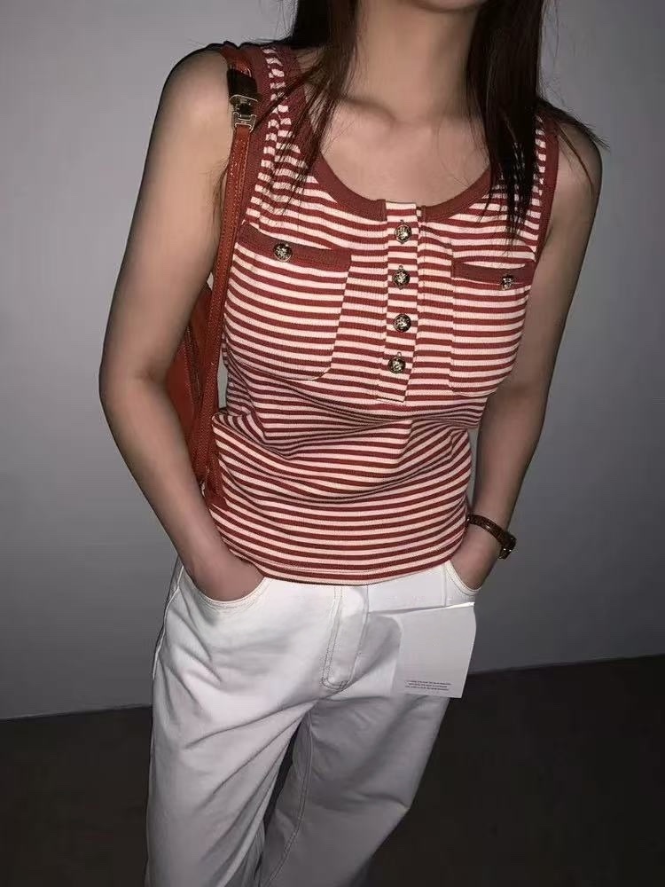 正韓小香風條紋背心