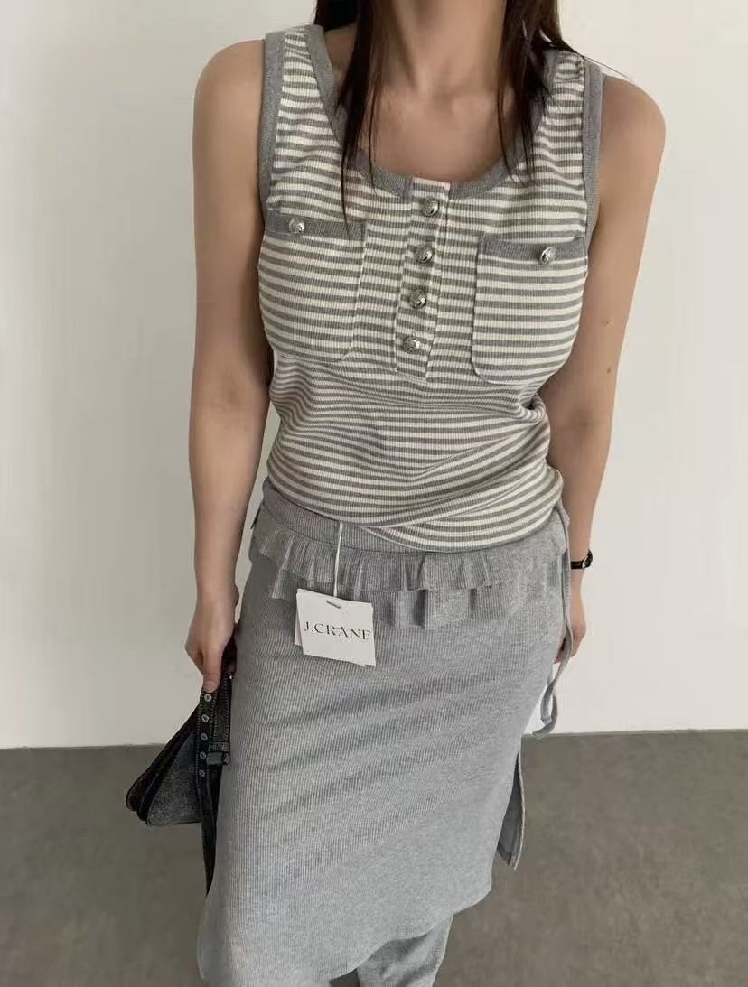 正韓小香風條紋背心