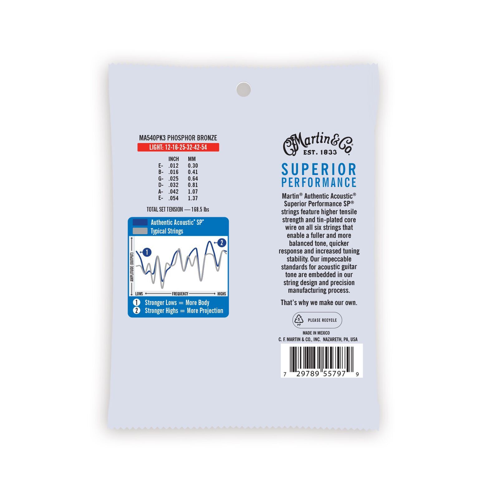 Martin MA540PK3 木吉他弦 12-54 Phosphor Bronze 磷青銅 馬丁弦 三包裝
