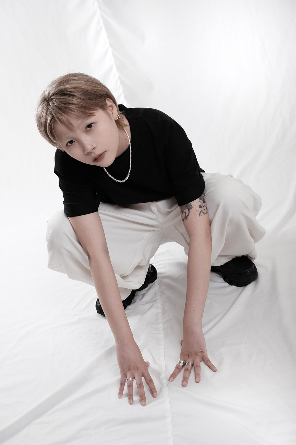 Nurari 氣球長褲 滑紗短磨毛 黑/深咖啡/白 25 S/S  Civ. Circular pants DS