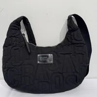 [S] MARC JACOBS BLACK 4R4HSH018H02-001 EMBROIDERY LOGO HOBO SHOULDER BAG, 196611255790 (SMJ557)