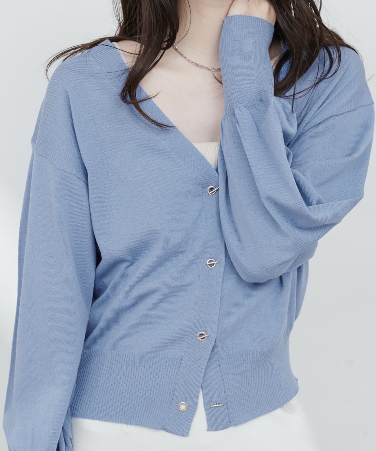 natural couture(ナチュラルクチュール)  UV・接触冷感ハトメバーカーデ藍色（0351051090）