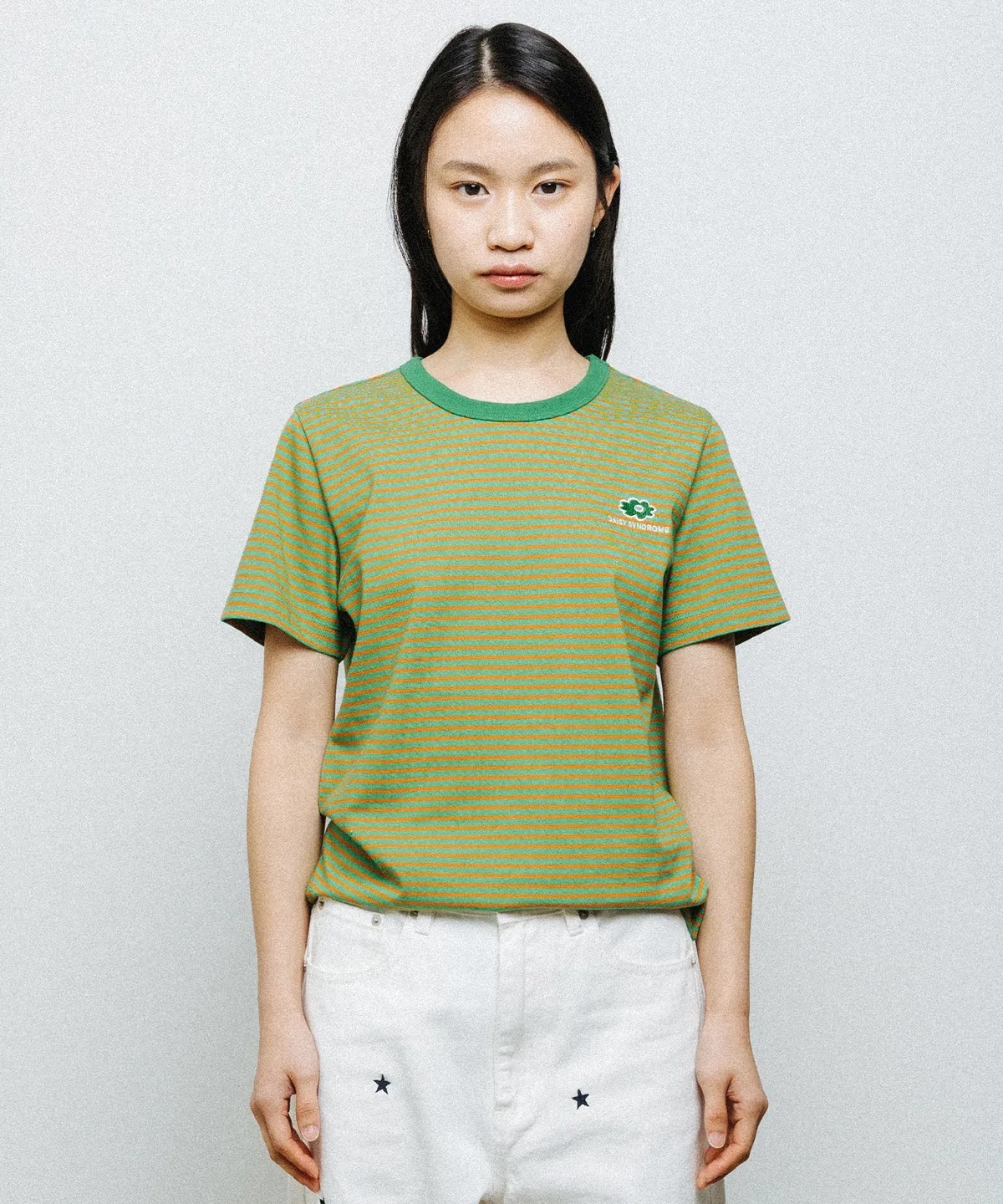 DAISY SYNDROME EMBROIDERY STRIPE TEE