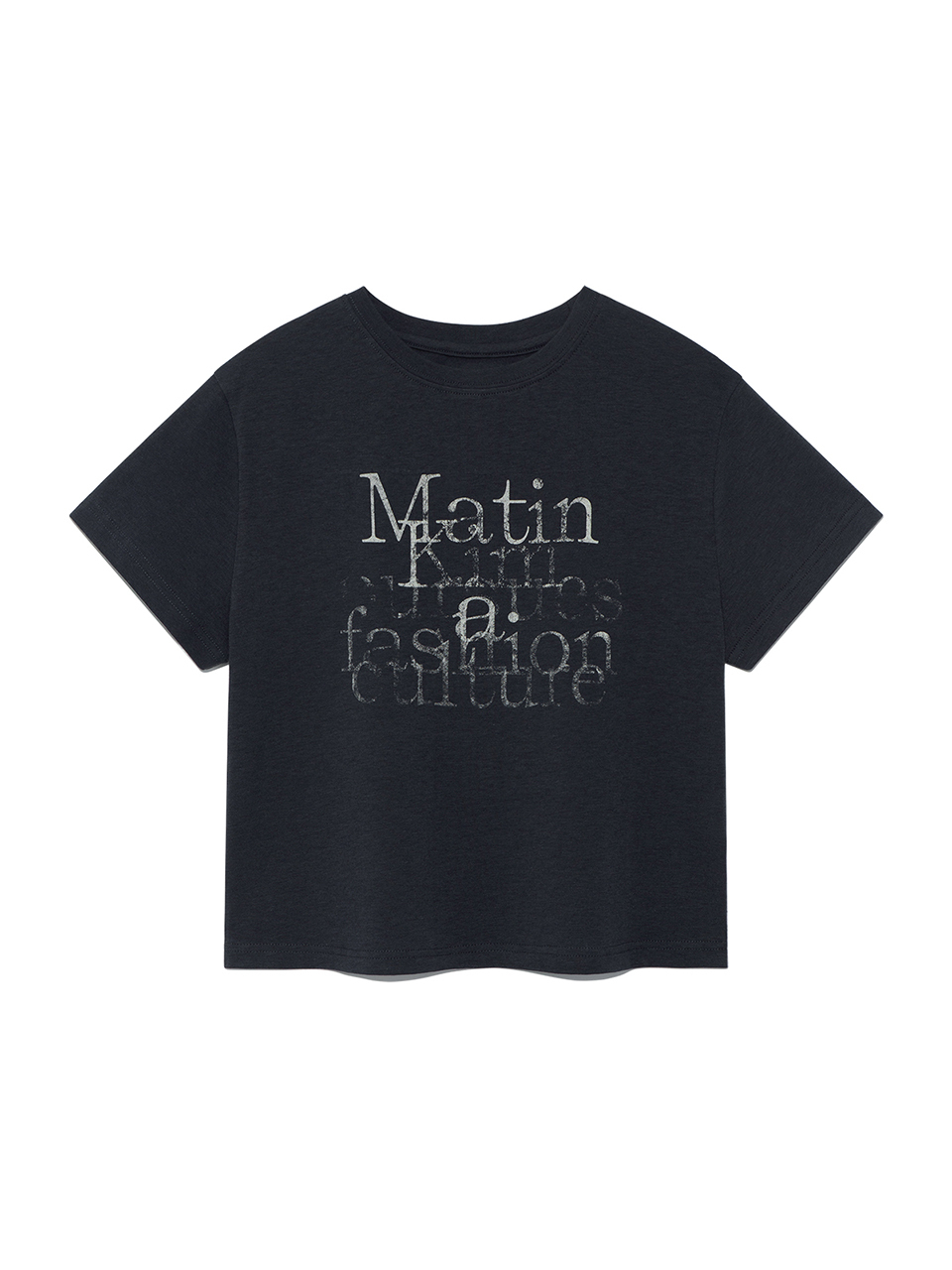 仿舊字體印花短版上衣 炭灰