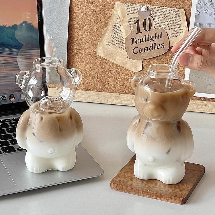 《6030》透明玻璃小熊咖啡杯