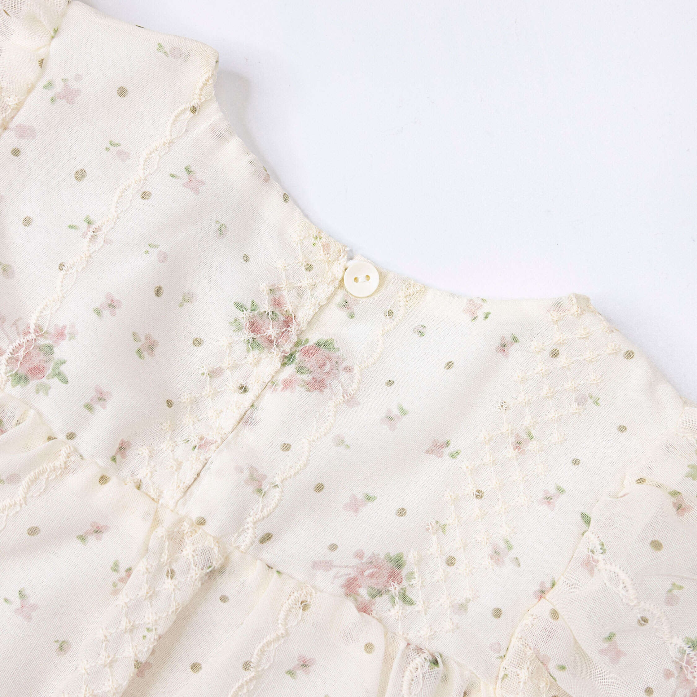 【H50582】歐式碎花蕾絲設計蝴蝶結洋裝