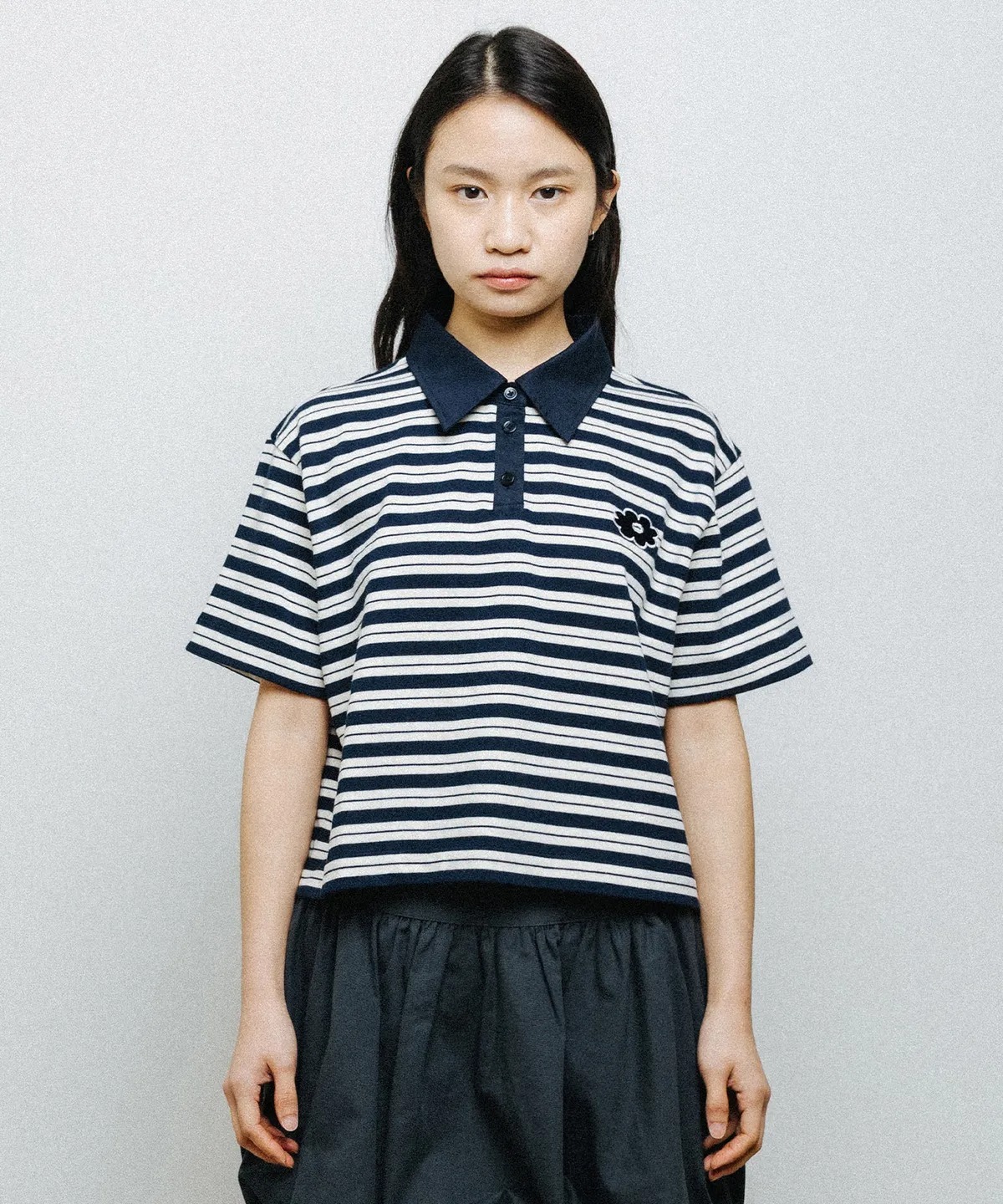 DAISY SYNDROME ESSENTIAL STRIPE COLLAR TEE