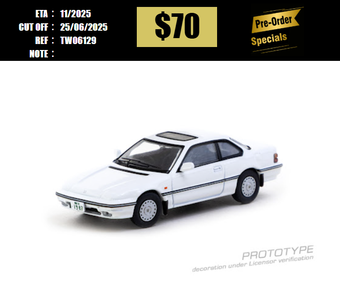 PO-$70 * TARMAC * 1:64 J Collection X Tarmac Honda Prelude (BA4) White [OD12/06]