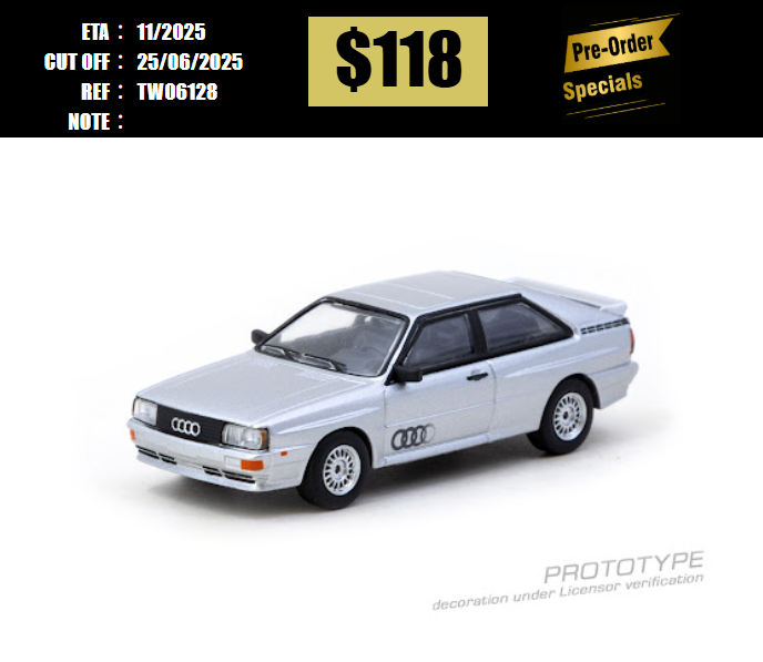 PO-$118 * TARMAC * 1:64 Audi Quattro Silver [OD12/06]