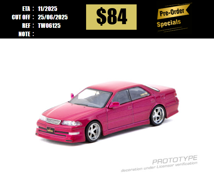 PO-$84 * TARMAC * 1:64 VERTEX Toyota Mark II JZX100 Red Metallic [OD12/06]