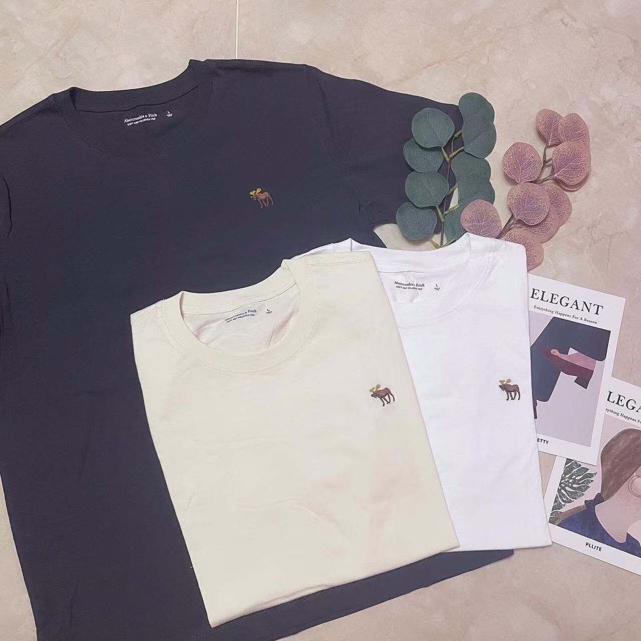 A & F 3PACK SMALL LOGO TEE 今季新色