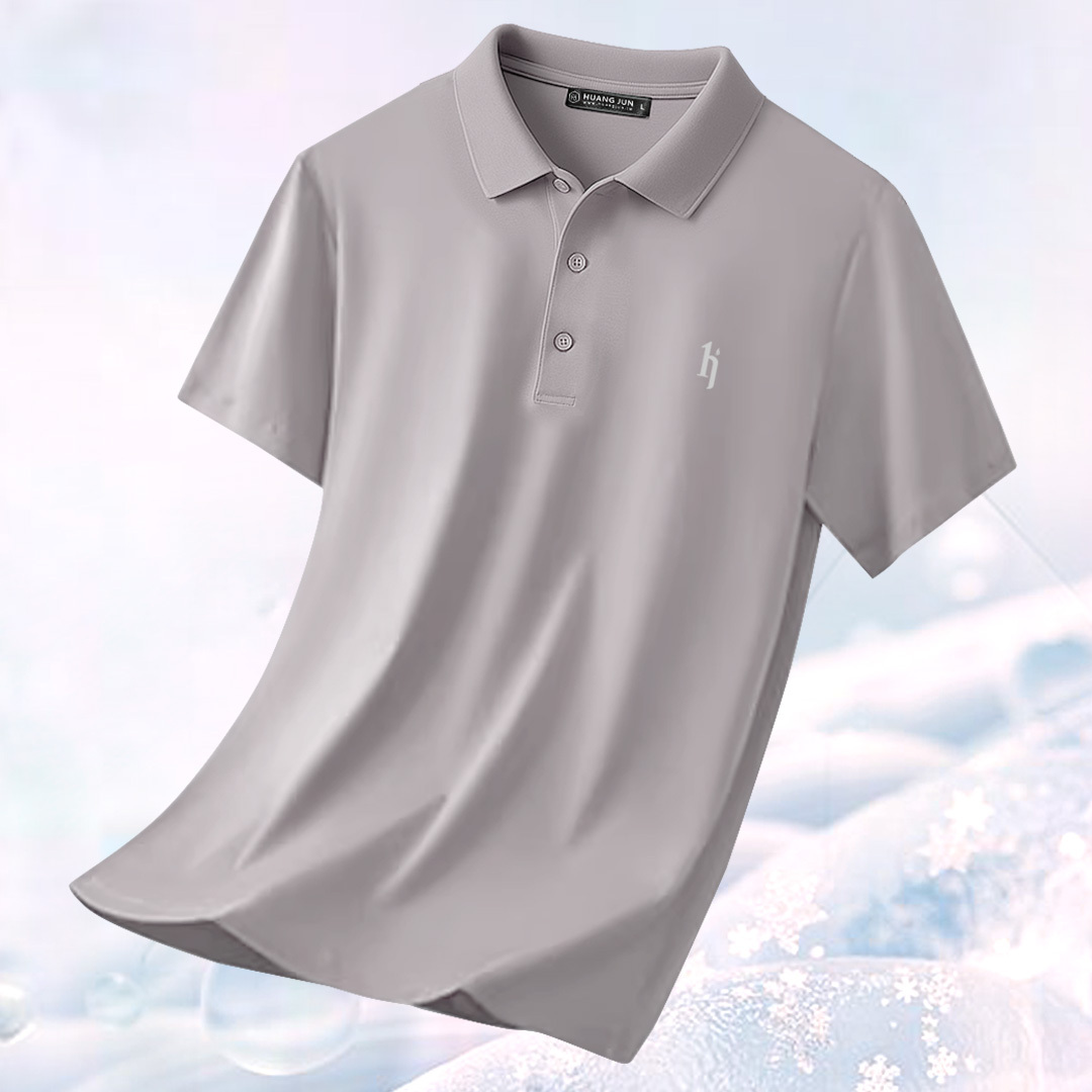 加大款-透沁涼感POLO衫-淺灰