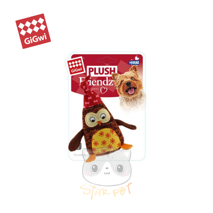 Gigwi Plush Friendz Series Small Owl Dog Toy