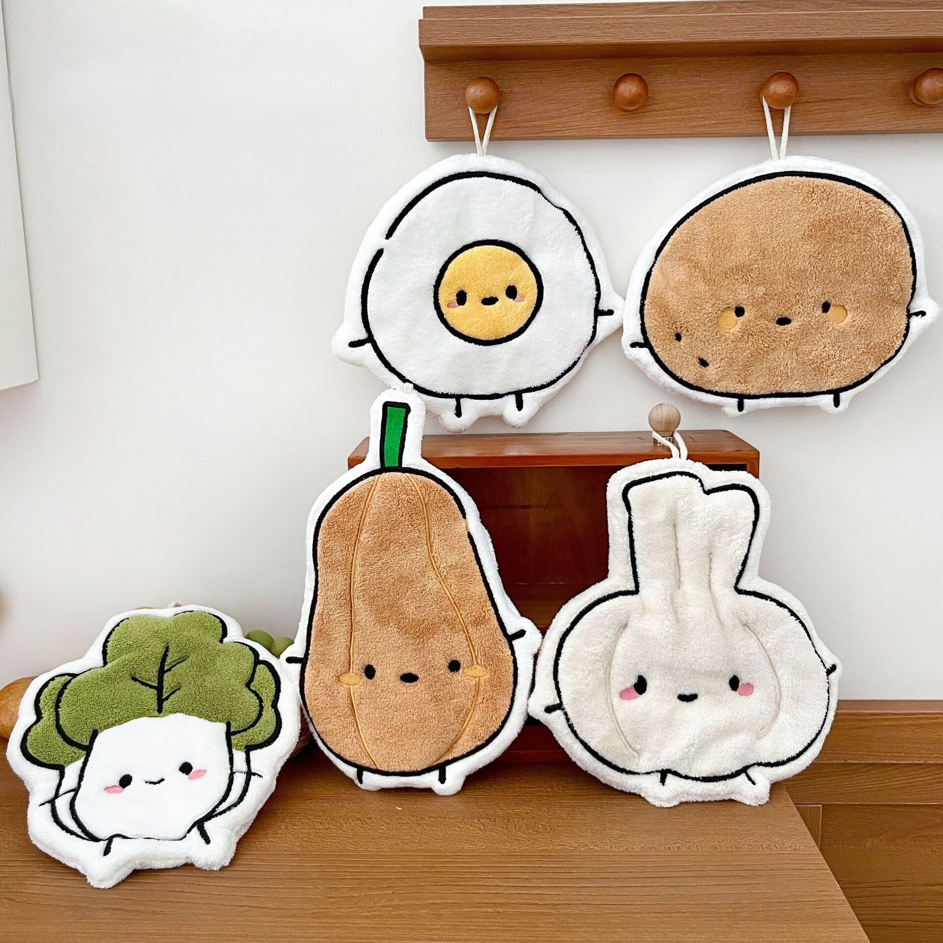 《6034》可可愛愛蔬菜珊瑚絨擦手巾