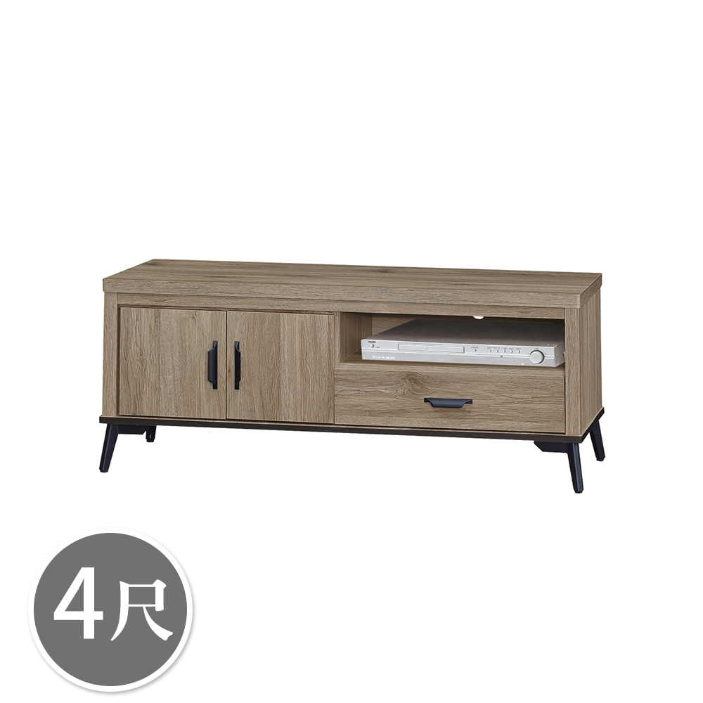 路菲4尺工業風二門單抽電視櫃/長櫃/視聽櫃